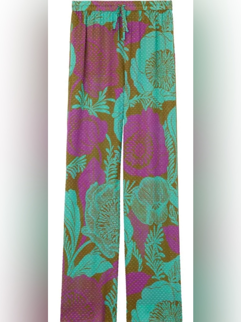 ST JOHN Poppy Print Multicolor Wide Leg Pant Size S